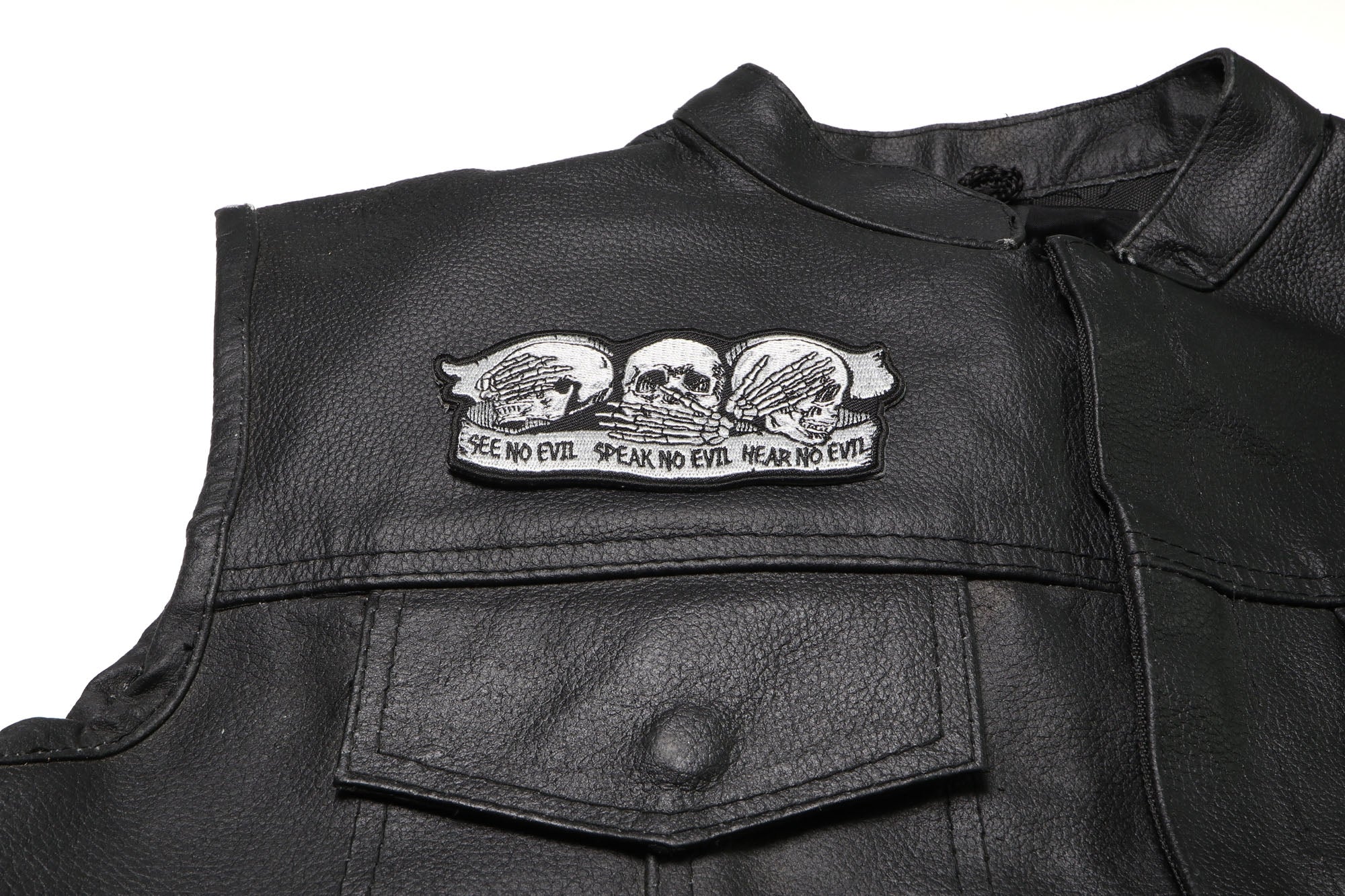 See No Evil Speak No Evil Hear No Evil Skull Patch ( 4.5 x 2 inches )